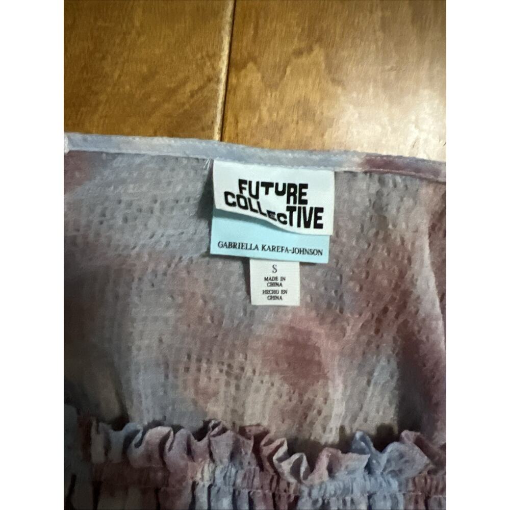 Future Collective Smocked Sheer Top Size S Pastel Coquette Festival Cottage - Picture 2 of 8
